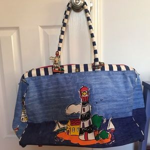 Sally Huss Lighthouse Beach Tote Canvas Bag XXL